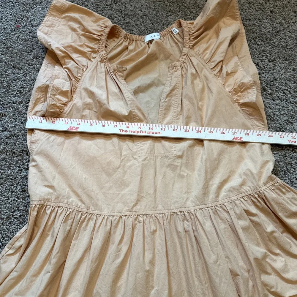 A.L.C. Harper Ruffle Sleeve Dress Peach Orange Mini Cotton Tiered A Line US 8 - Picture 5 of 6